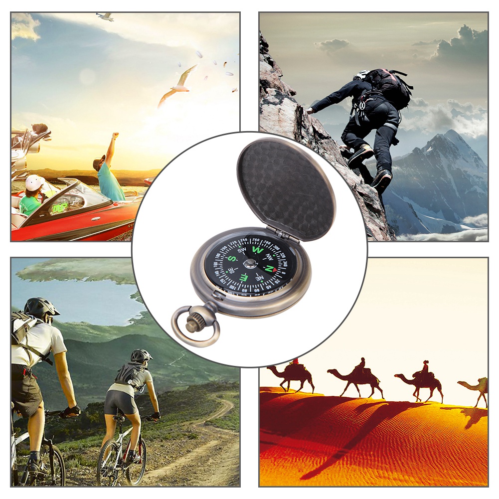 Vintage Pocket Compass Waterproof Hiking Compass for Camping and Outdoor Navigation