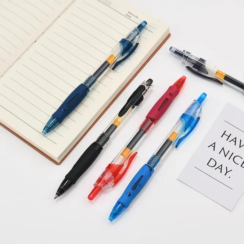 Retractable Gel Pens Set, Black/Blue/Red, Liquid Ballpoint Pen, School Stationery, Office Writing Tool for Students