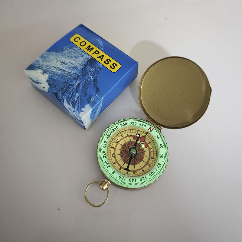 Flip Up Outdoor Compass with Luminous Dial and Pocket Watch Design