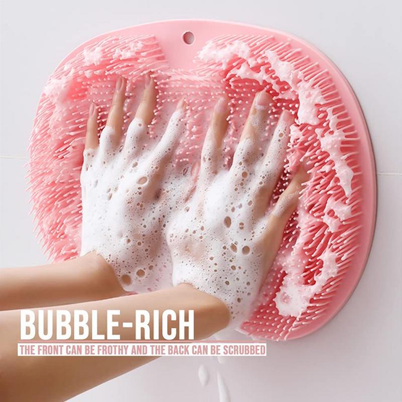 Silicone Shower Massage Pad - Wall-Mounted Back & Foot Scrubber Mat | Reusable Cleaning Brush for Shower & Feet