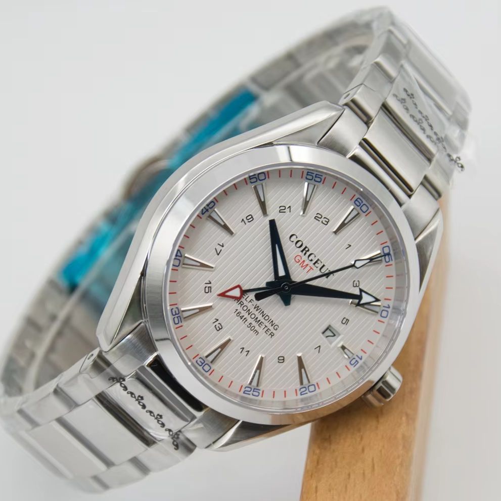 GMT Automatic Watch for Man, Sapphire Crystal, Luminous Hands, Waterproof Stainless Steel Mechanical Watch