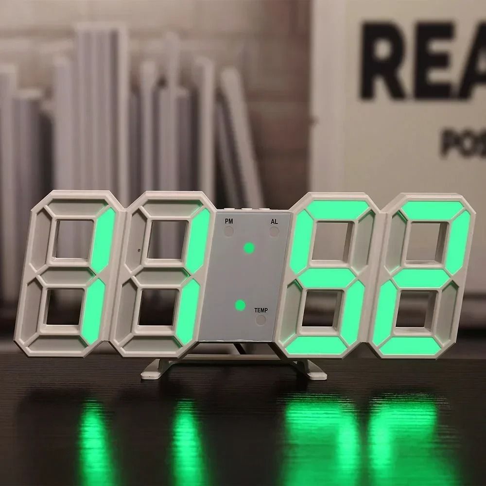 3D LED Digital Alarm Clock with Date and Temperature Display