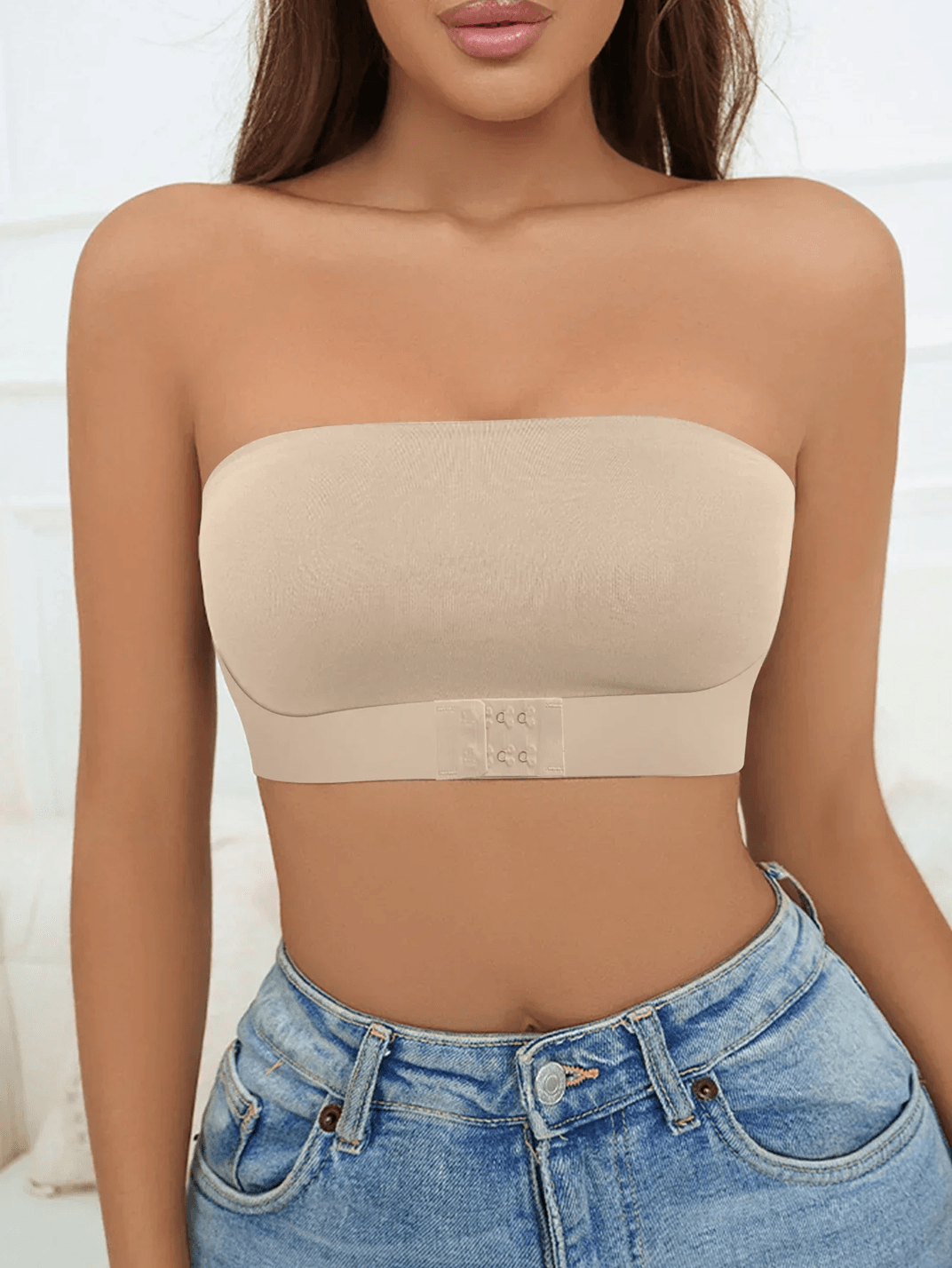Comfortable Strapless Seamless Front Button Bra No Padding Wireless