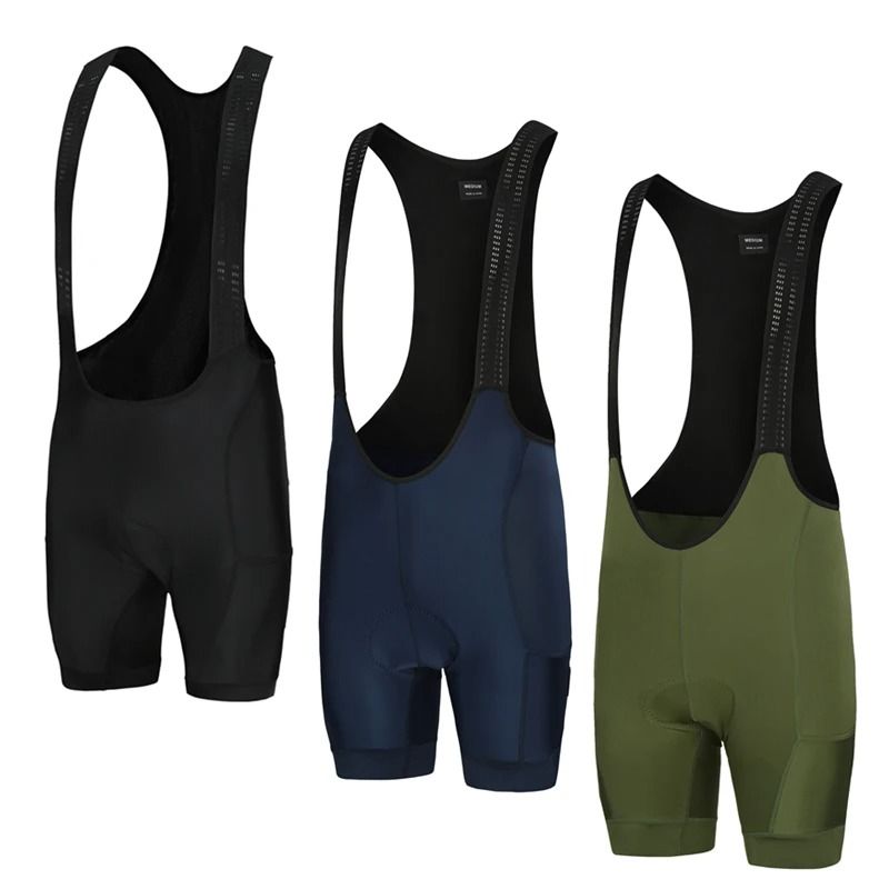 Mens Long Distance Cycling Bib Shorts with Italy Pad and Dual Pockets for Road and MTB