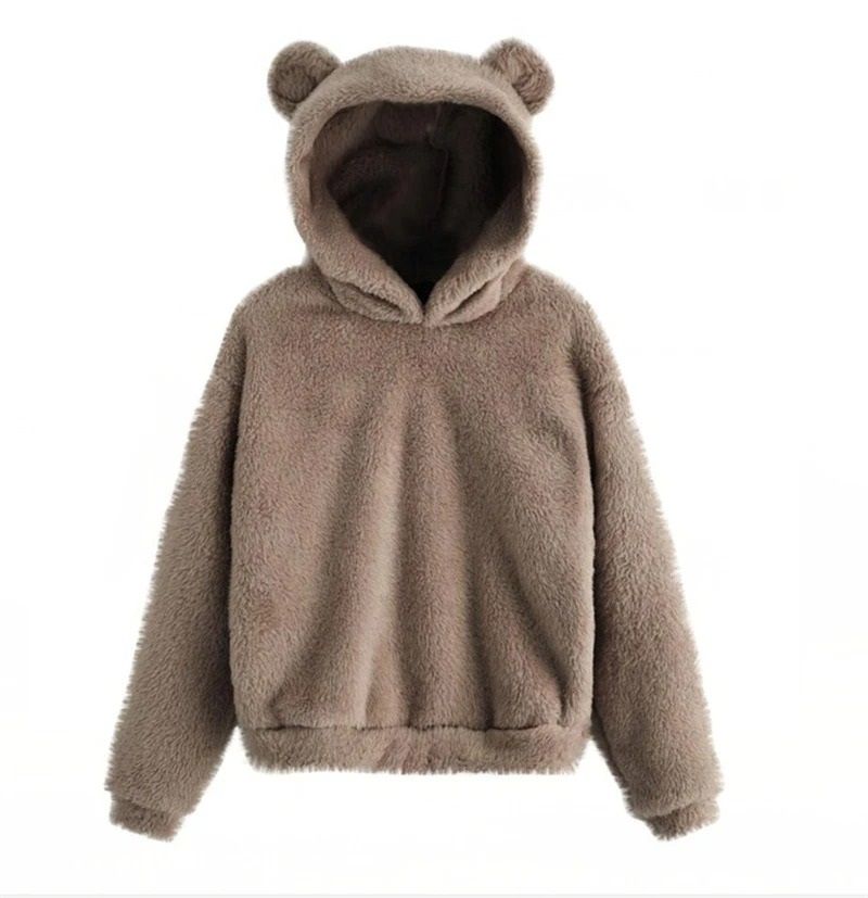 Womens Plush Rabbit Ear Hoodie with Long Sleeves