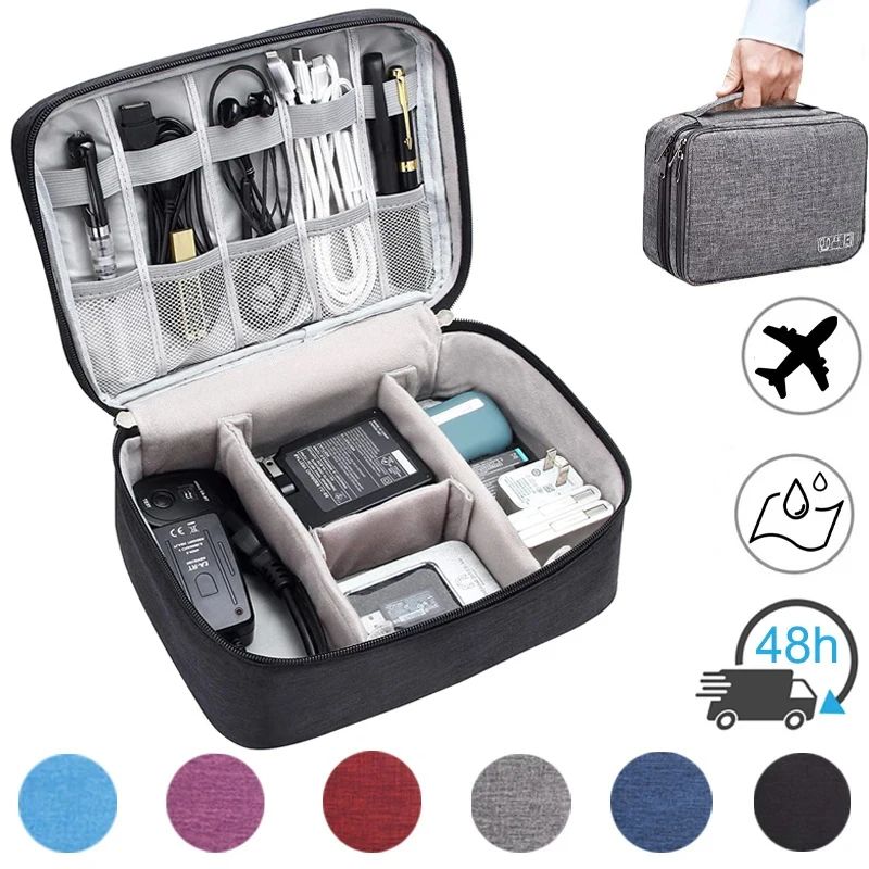 Waterproof Electronic Organizer Bag – USB Cable & Charger Travel Storage Case for Accessories & Gadgets