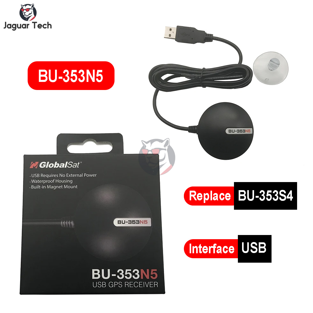 GlobalSat Waterproof BU USB GPS Receiver G-Mouse, Replacement for BU with MediaTek GPS
