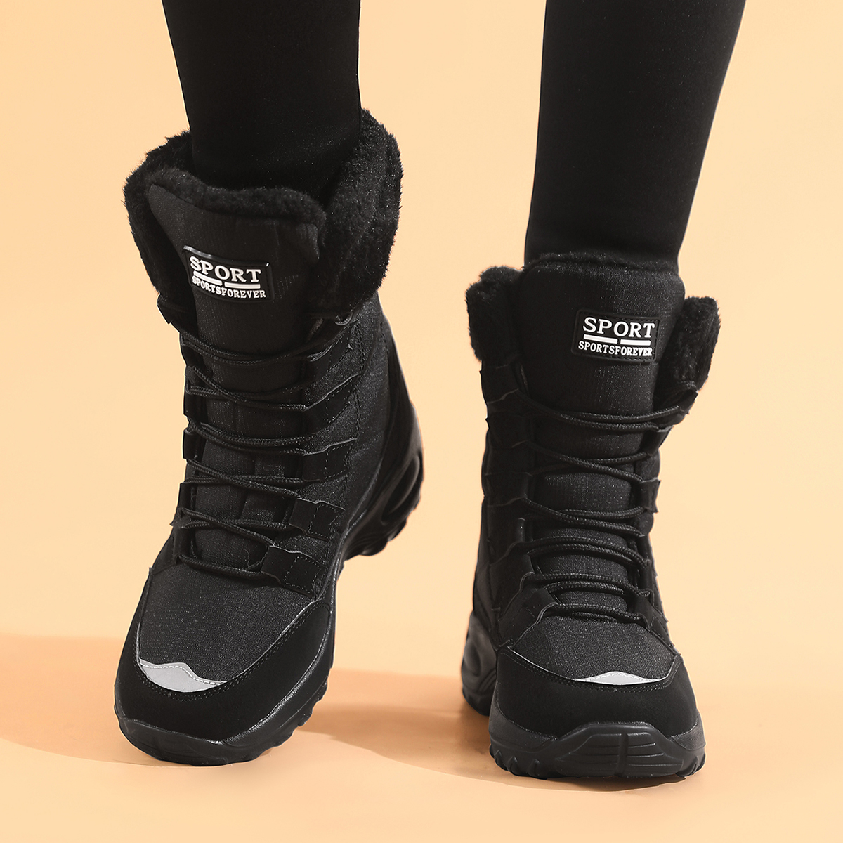 Waterproof Winter Snow Boots, Comfortable Thigh-High Hiking Boots for Cold Weather