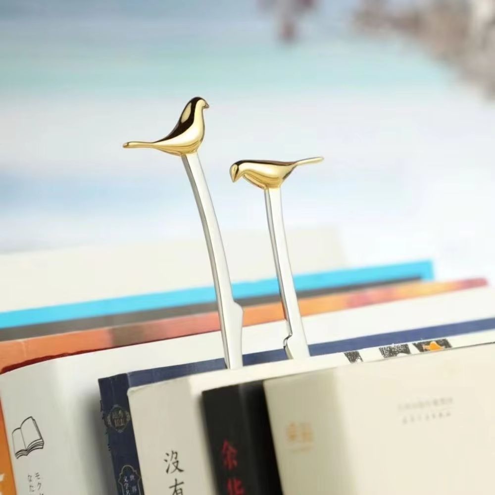 Bird and Cat Shaped Metal Book Clip Page Markers Stationery Decor for School and Office