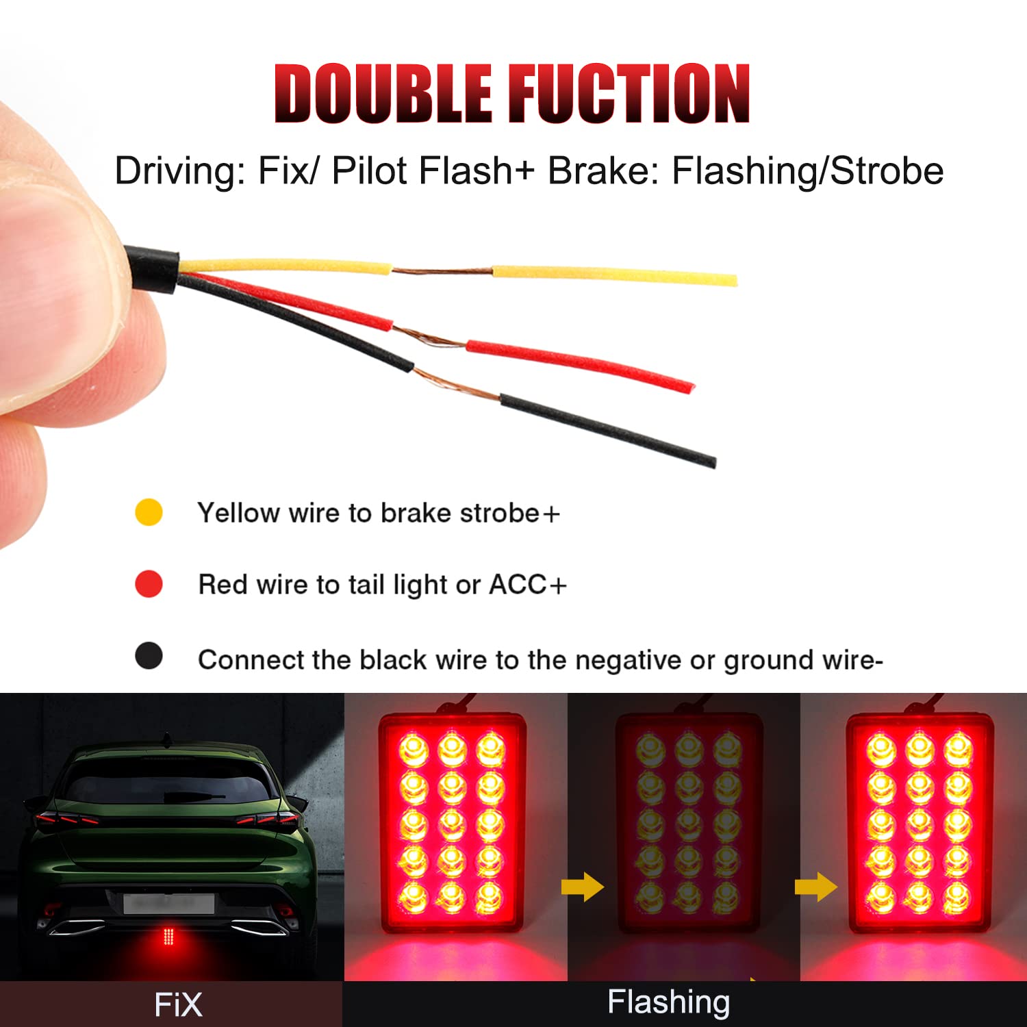 Led Rear Tail Lights, Flash Brake Pilot Lights, Auto Reverse Stop Safety Signal Lamps