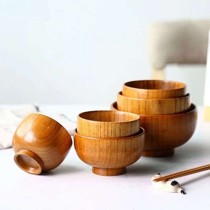 Artisan Japanese Wooden Bowl – Handcrafted Natural Food Container