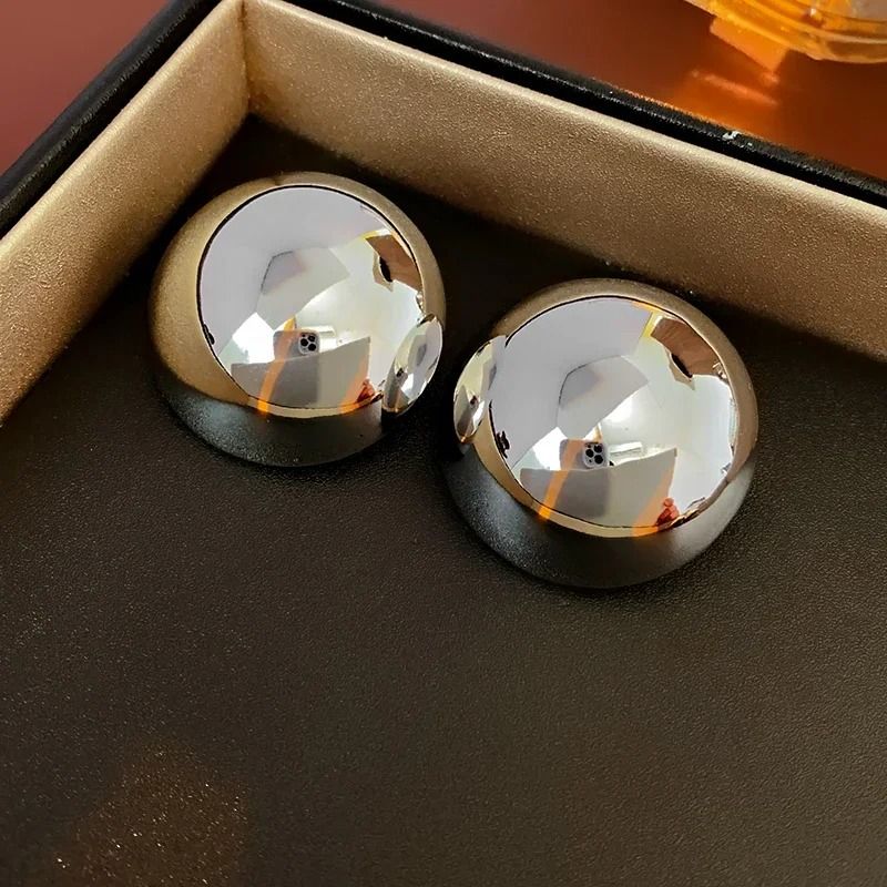 Smooth Metal Ball Stud Earrings