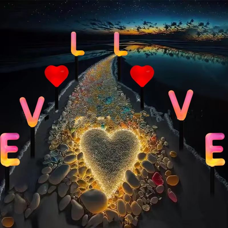 Solar Love Letter Ground Lights 4PCS Waterproof Romantic Garden Pathway Decor