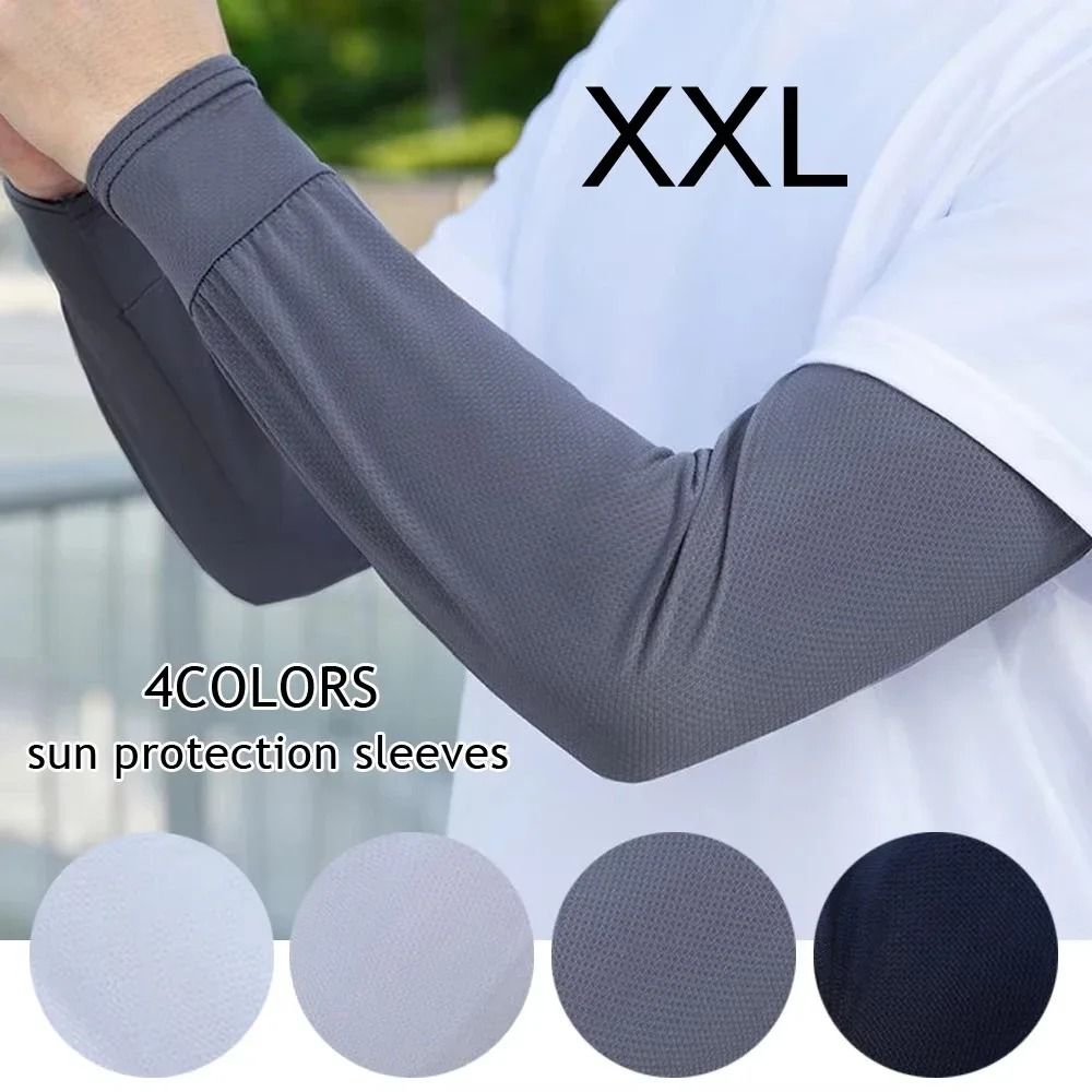 Ice Silk UV Protection Arm Sleeves for Men Loose Sunscreen Gloves