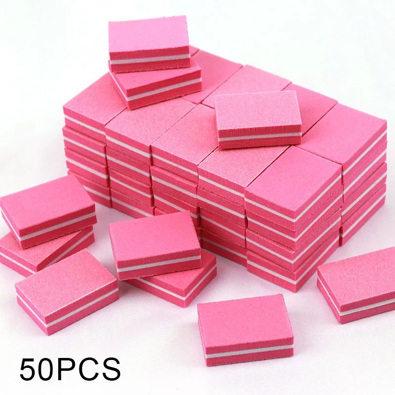 Mini Nail File Blocks Double Sided Sponge Nail Buffer Set 50 Pack
