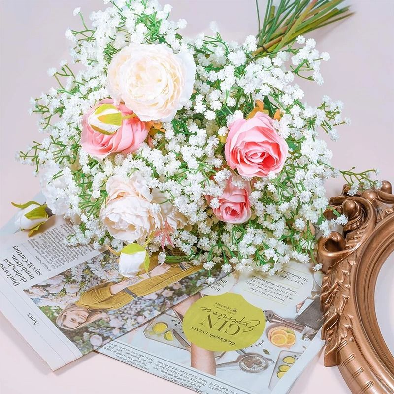 Gypsophila Artificial Flower Stem with 108 Heads – 63cm Babys Breath Bouquet for Wedding, Home & DIY Decor