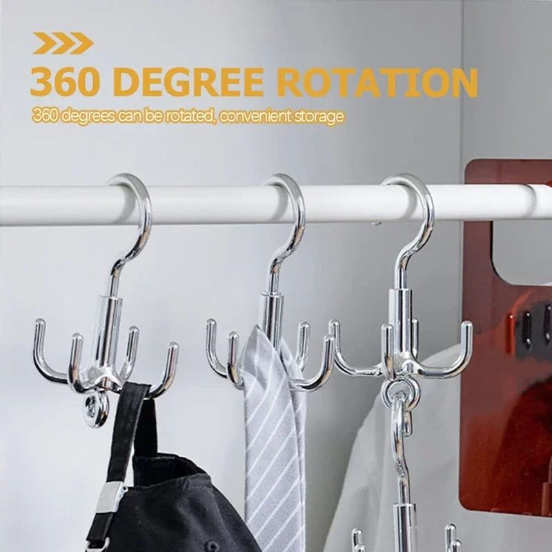 Rotating Multi-Hook Clothes Hanger – 4-Claw Wardrobe Organizer for Belts, Scarves & Coats (2 pcs)
