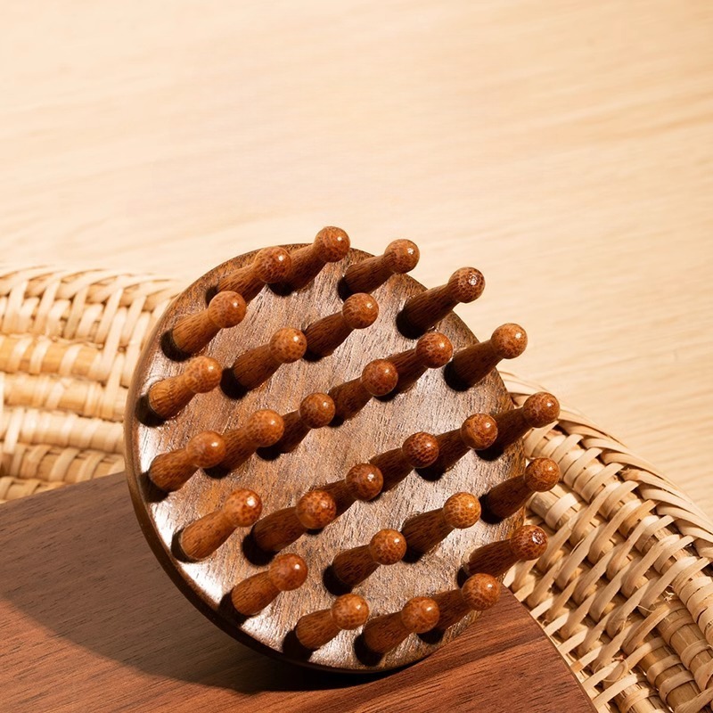 Sandalwood Scalp Massager Comb Natural Wooden Meridian Therapy Hair Brush