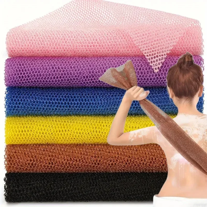 Double Side Mesh Bath Loofah, African Exfoliating Scrub Towel for Smooth Skin Back Shower