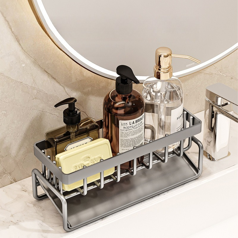 Kitchen Accessories Sink Drain Rack, ABS Sponge Holder, Faucet Storage, Soap Drainer, Towel Shelf Organizer
