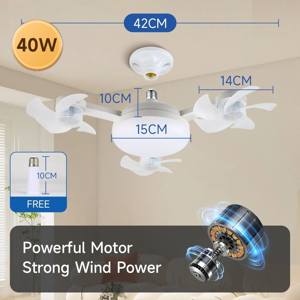 Modern Multi-Head LED Ceiling Fan | 3-Speed Silent Remote Control Light Fixture
