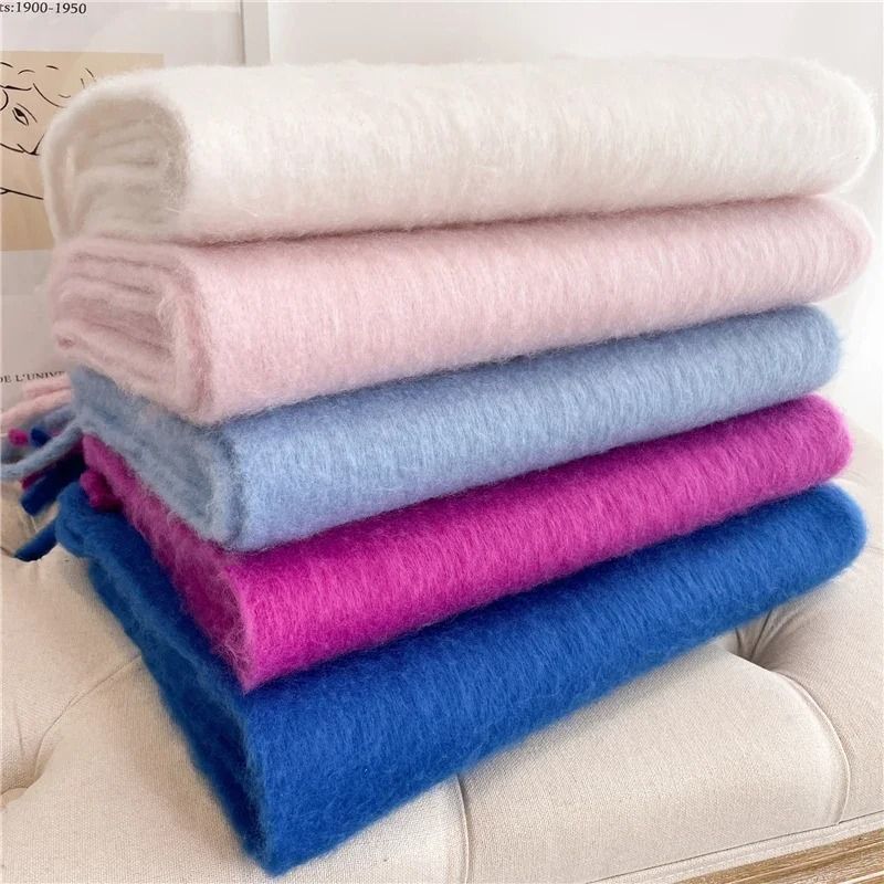 Winter Scarf for Women Cashmere Warm Solid Pashmina Blanket Wraps Female Thick Soft Big Tassel Shawl Long Poncho