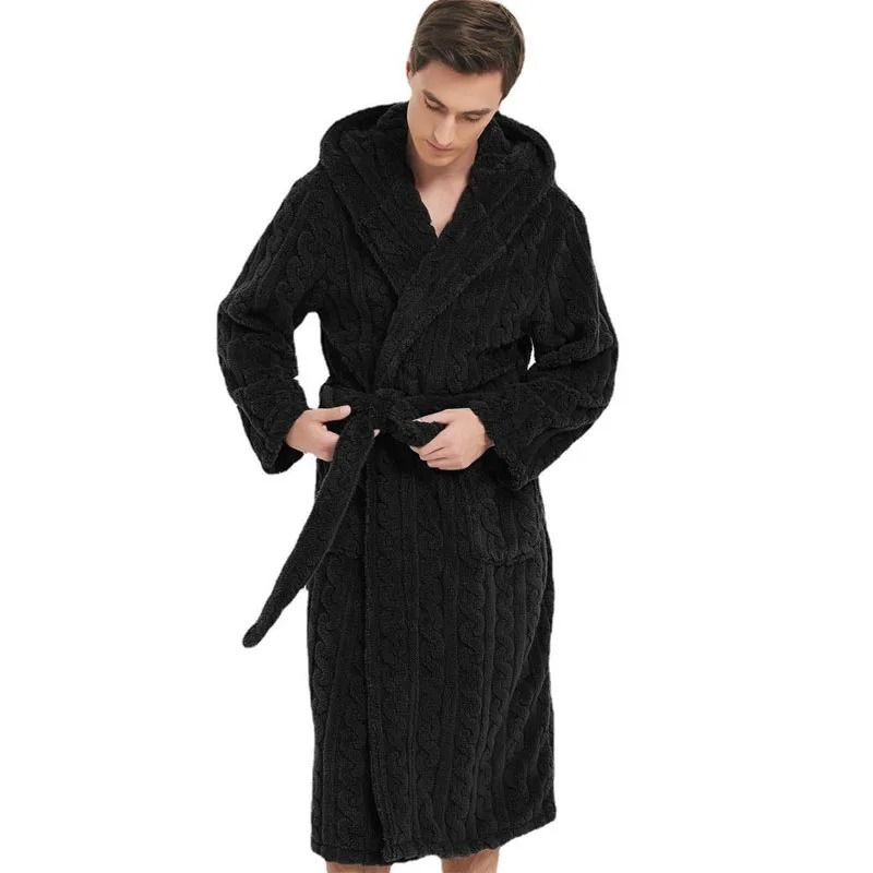 Luxurious Thickened Jacquard Hooded Couple's Robe