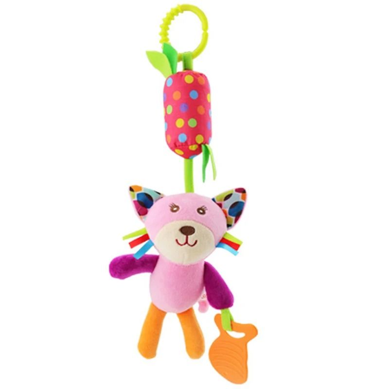 Baby Plush Stroller Toy Hanging Rattle Mobile with Cartoon Animals