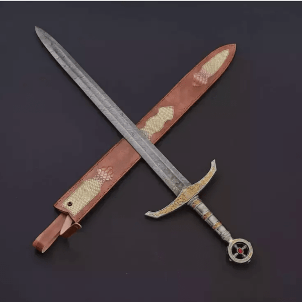 Templar Knight Damascus Steel Sword - 38