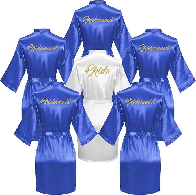 Bride and Bridesmaid Silky Robe Set, Bridal Shower Bathrobe Set, Getting Ready Dressing Gown, Wedding Day Essentials