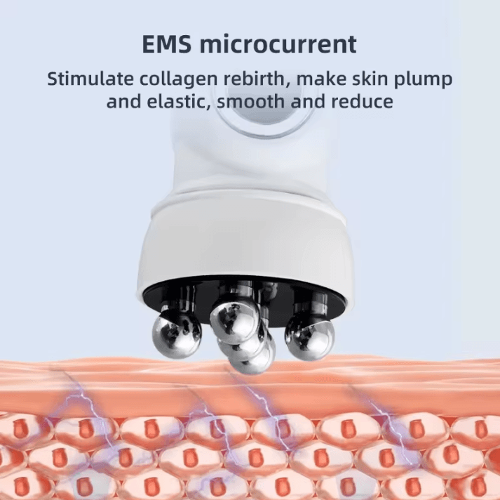 3-in-1 RF Heating EMS Facial Massager Roller – 360 Degree Skin Lifting and Rejuvenation Beauty Device