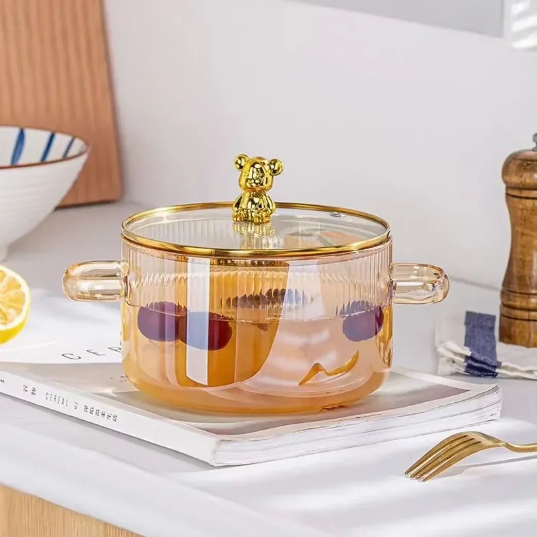 ClearView Heat-Resistant Glass Saucepan with Lid & Dual Handles