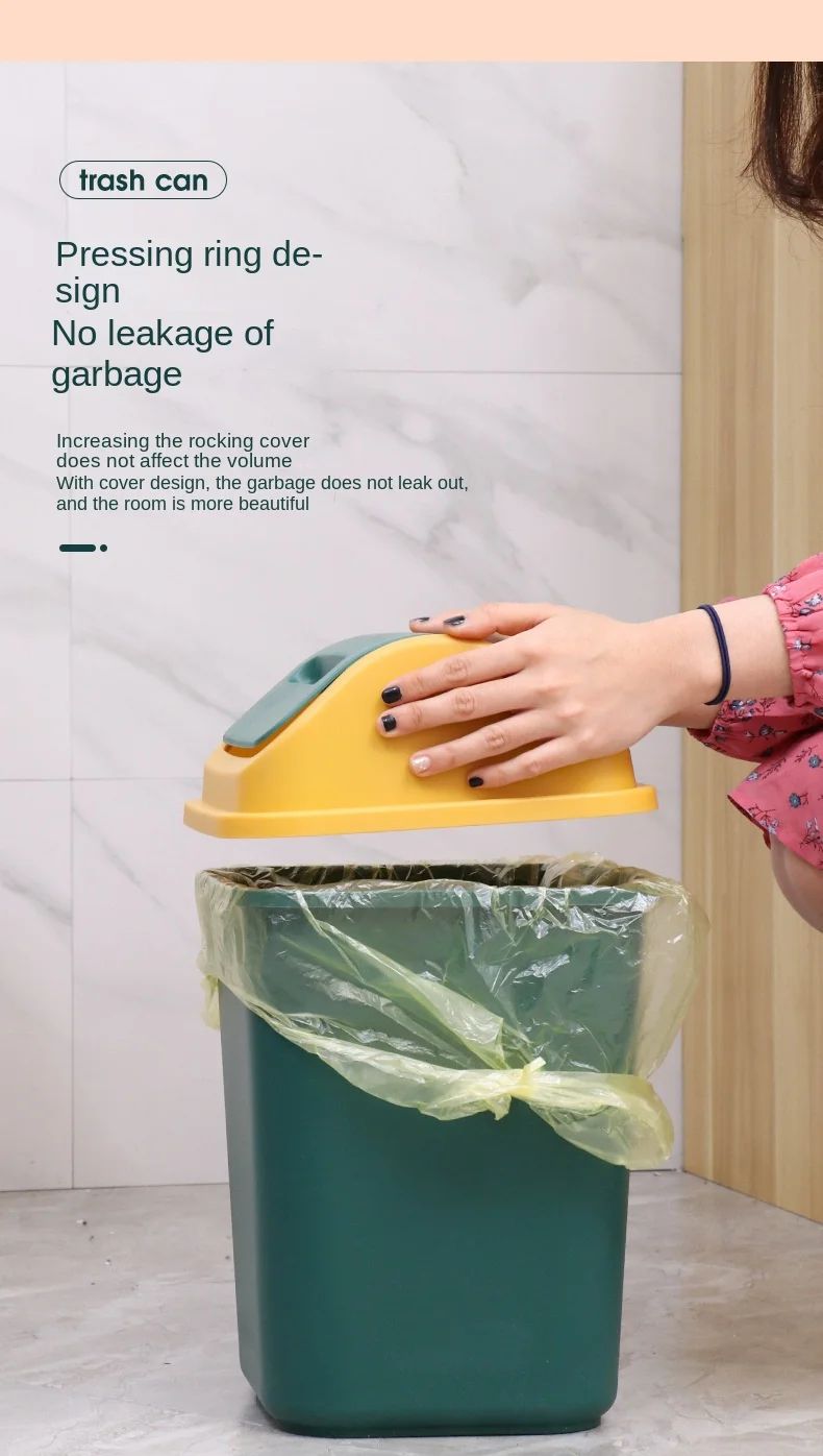 14L Square Plastic Trash Can with Lid