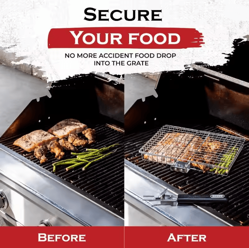 GrillMate Portable Folding BBQ Grill Basket with Handle
