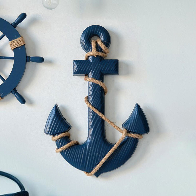 Ocean Theme Room Wall Decor, Mediterranean Wooden Anchor, Nautical Photo Wall Accessories, Decorative Hanging Ship Piece