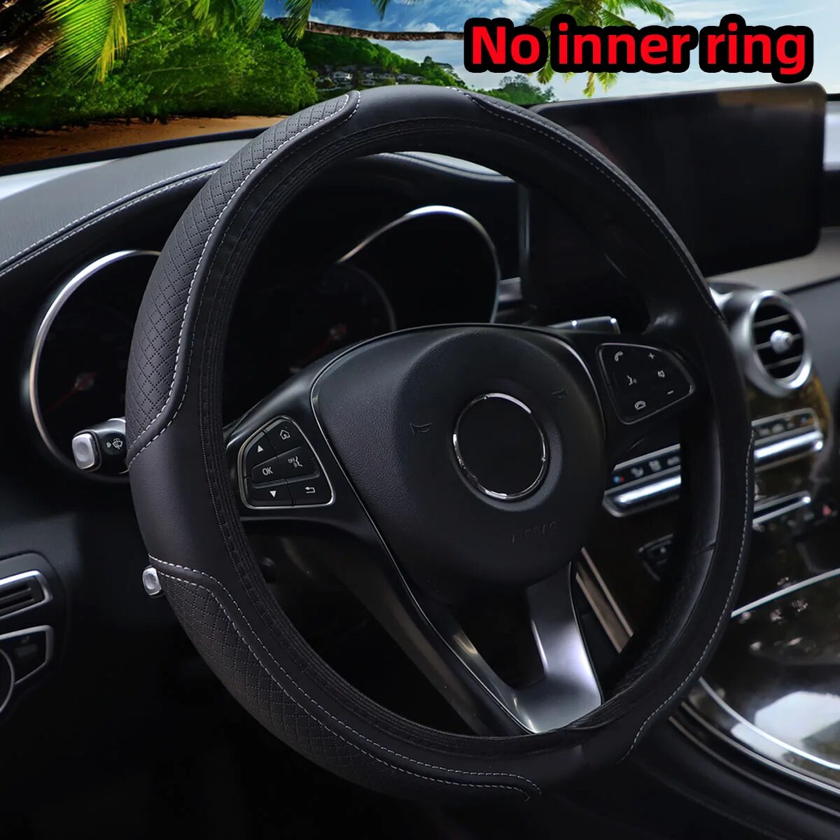 Artificial Leather Three Dimensional Embossed Steering Wheel Cover