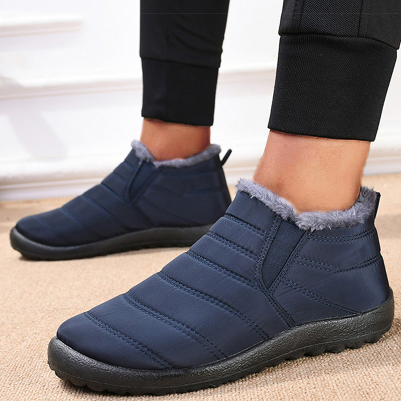 Winter Boots for Men Slip On Fur Waterproof Casual Ankle Boots Snow Booties Warm Men's Shoes