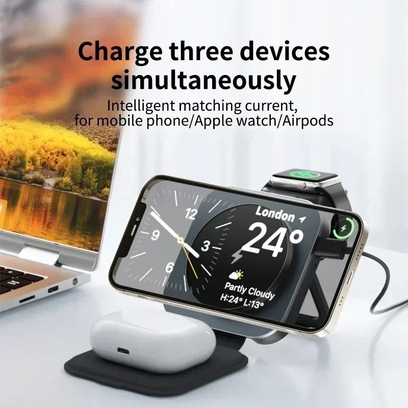 Metal 3-in-1 Foldable Magnetic Wireless Charging Station