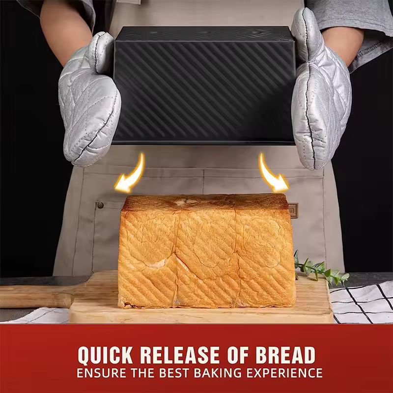 LMETJMA Premium Carbon Steel Pullman Loaf Pan – 1 lb Non-Stick Bread & Toast Mold with Lid