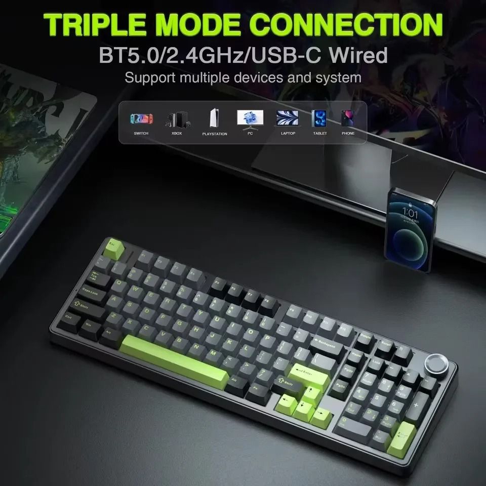AULA F99PRO Wireless Mechanical Gaming Keyboard with Knob and Hot Swappable Gasket Mount