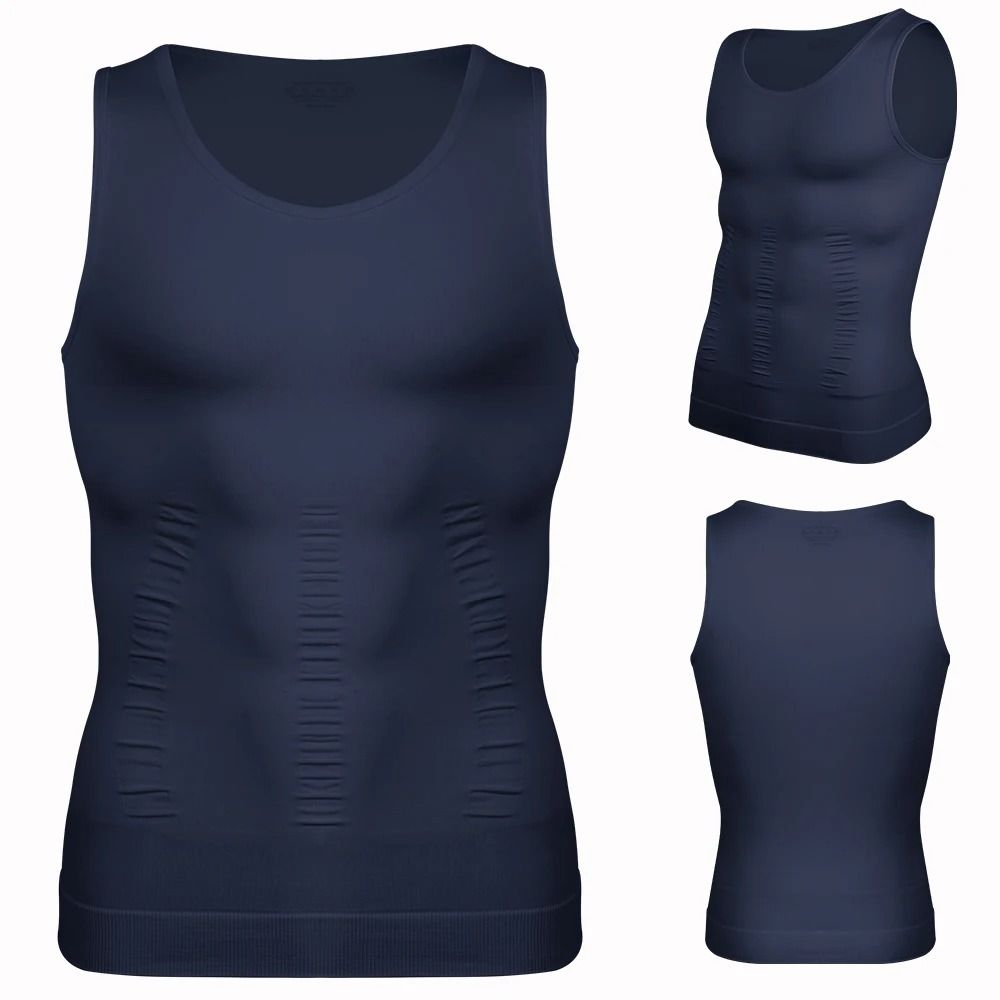 Mens Compression Shaper Vest Slim Fit Sleeveless Tummy Control Top