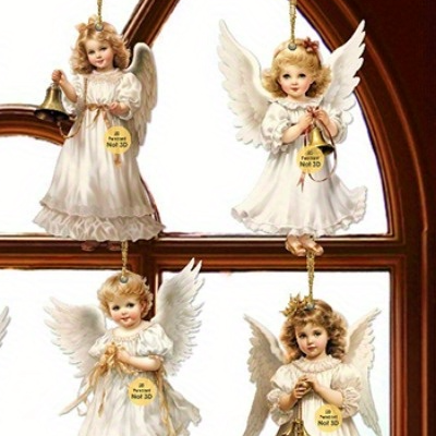 Vintage Christmas Angel Wooden Pendants, Perfect for Holiday Decor