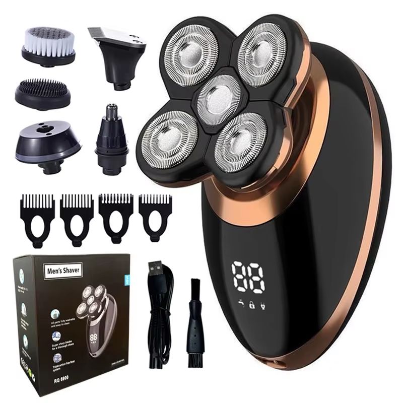 5-in-1 Electric Shaver for Men – Bald Head Grooming Kit with Beard Trimmer & Nose Hair Clipper