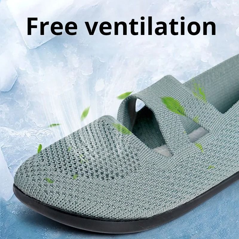 Womens Elastic Knitted Slip On Flats
