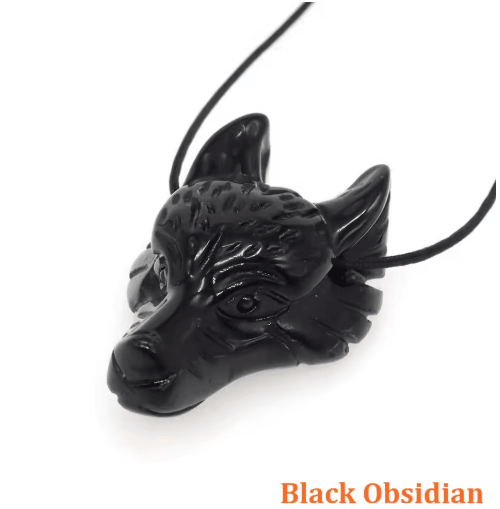 SpiritWolf Crystal Wolf Head Pendant – Hand-Carved Gemstone Necklace Charm