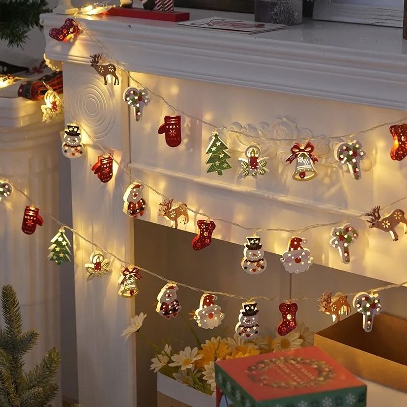 Christmas Deer Snowflake LED String Lights with Battery Powered Fairy Illumination