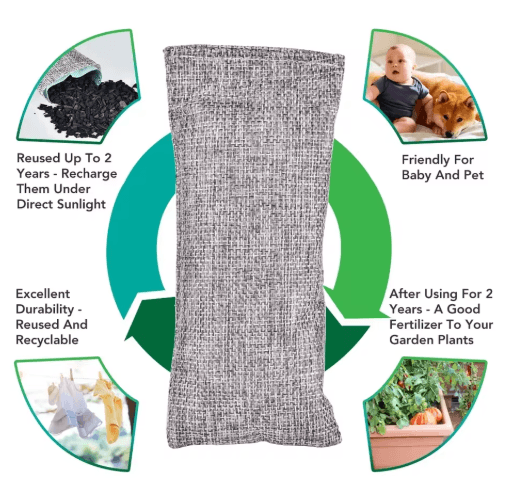 Bamboo Charcoal Air Purifying Bags – 10PCS Activated Odor & Moisture Absorbers