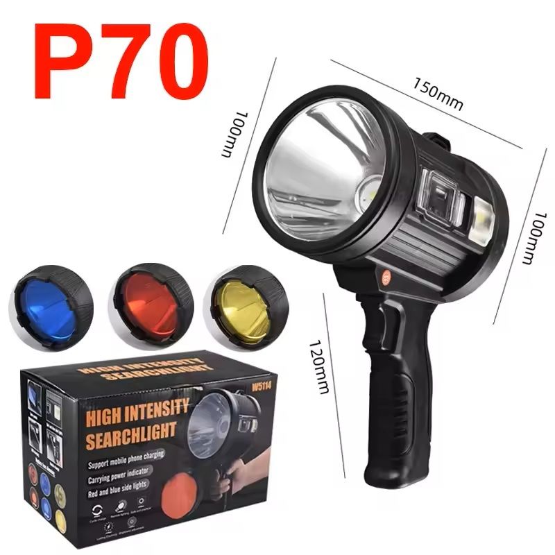 Rechargeable Spotlight 1000000 Lumens Handheld Flashlight with COB and Solar Panels