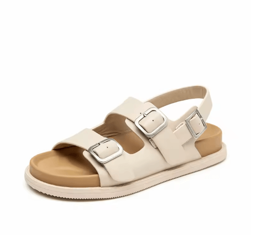 BeauToday Genuine Leather Ankle Buckle Sandals Handmade Low Heel Summer Shoes 38128