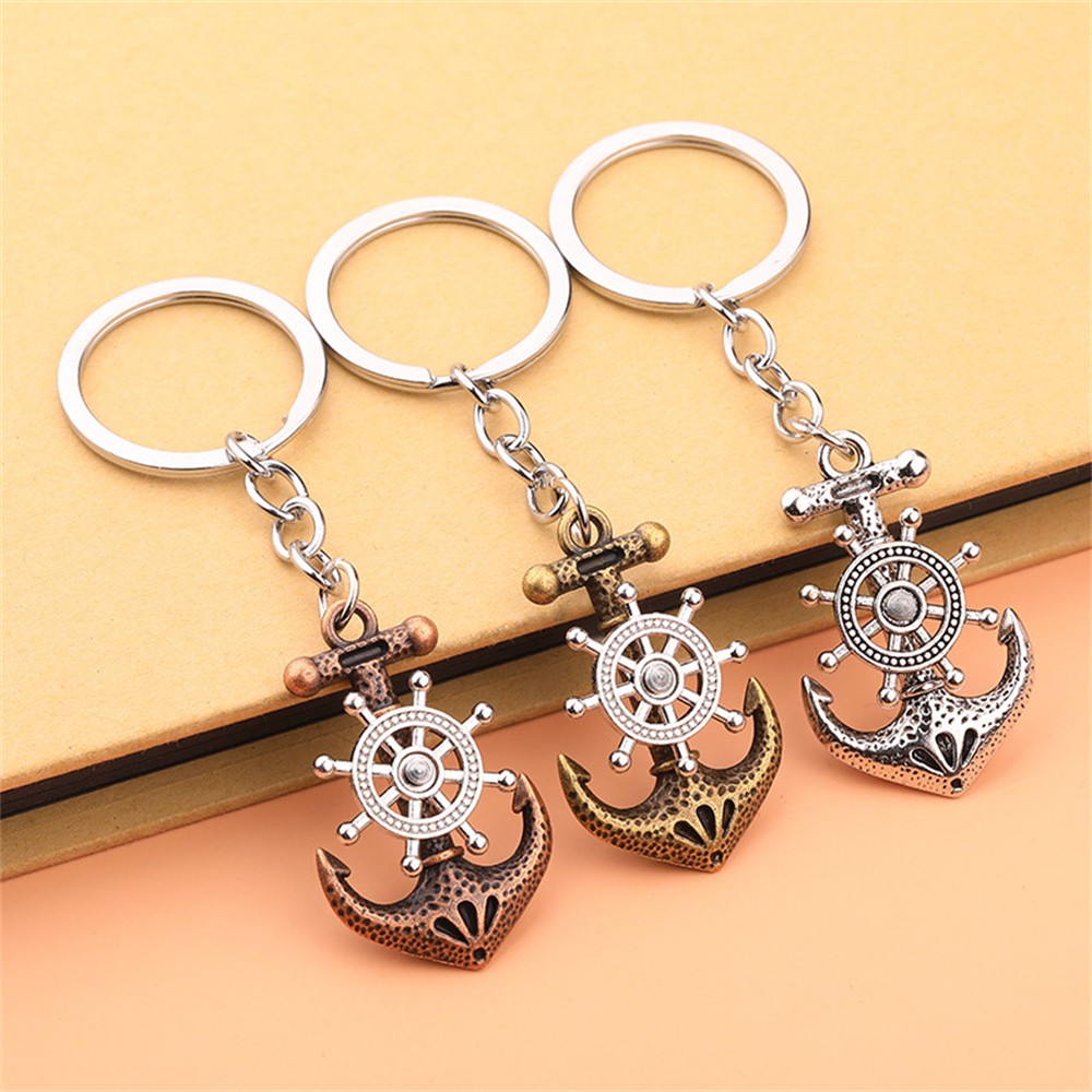 Vintage Anchor Keychain Swivel Compass Pirate Keyring Durable Nautical Key Holder